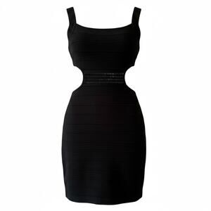 Bebe Vintage Y2K Bandage Bodycon Dress Size Small Black Beaded Mini READ